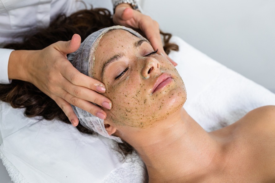 Woman having a facial treatment being done